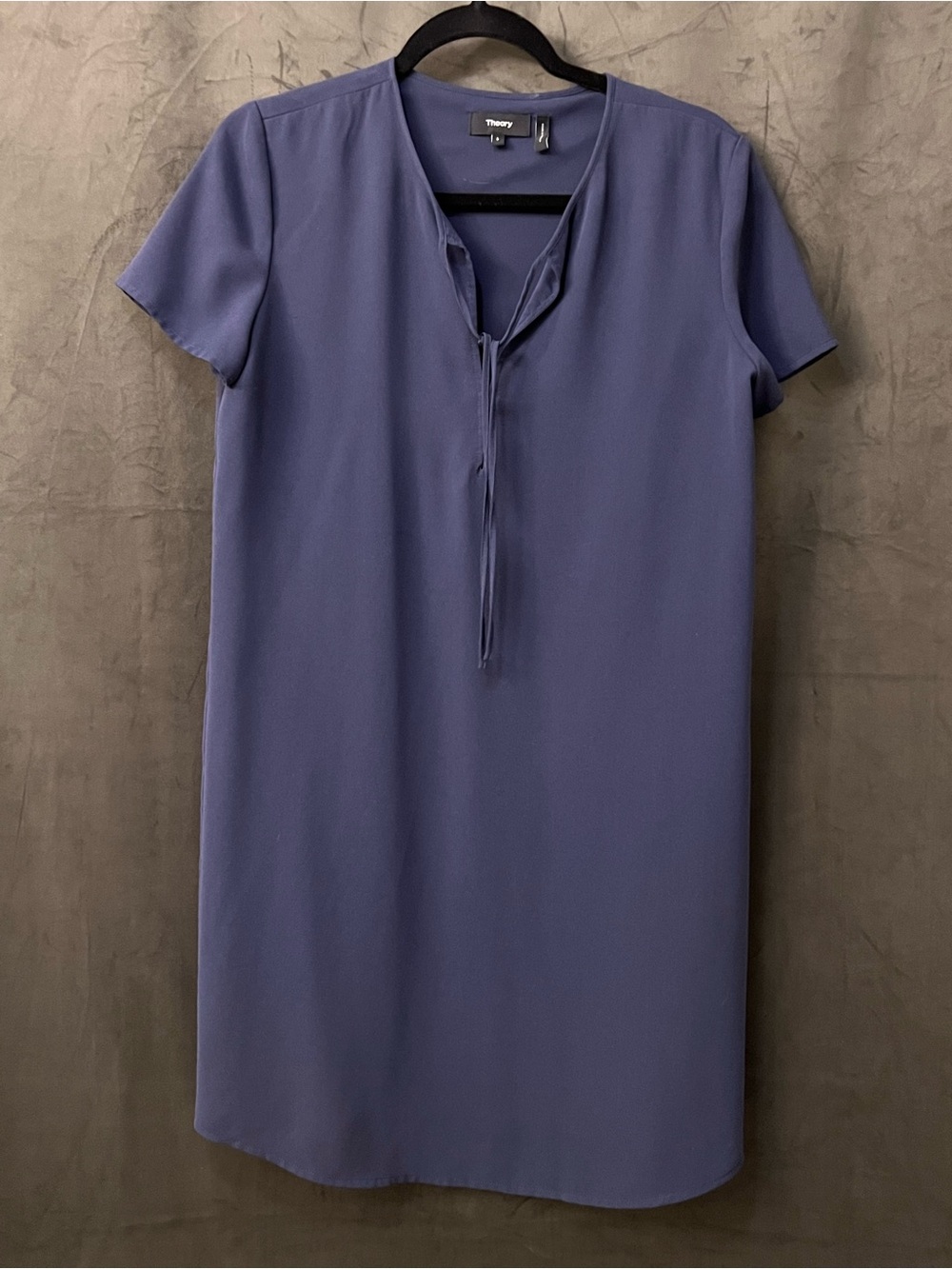 Theory Navy Shift Dress with Front Tie